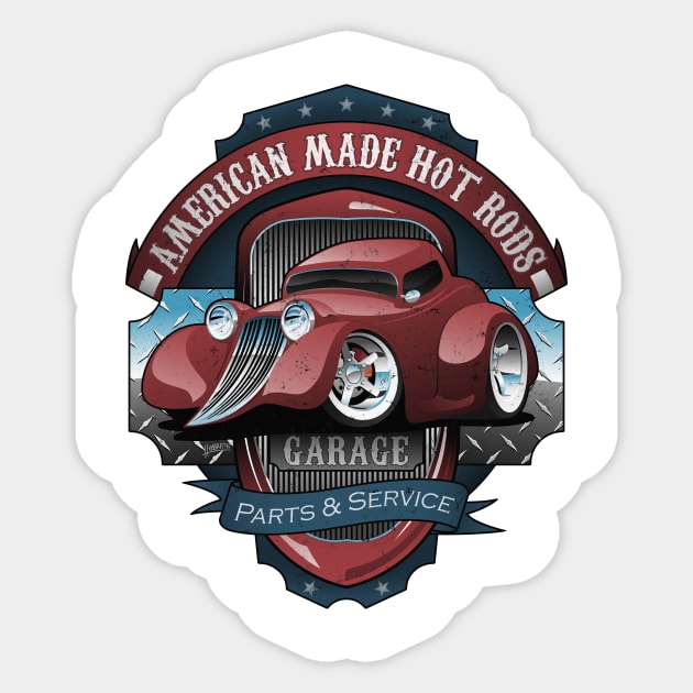 American Hot Rods Garage Vintage Car Sign Cartoon Sticker by hobrath